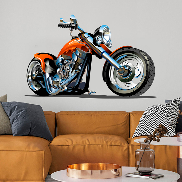 Stickers for Kids: Orange Chopper Motorcycle