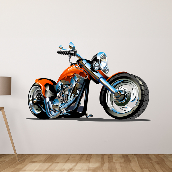 Stickers for Kids: Orange Chopper Motorcycle