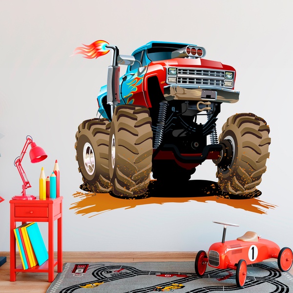 Stickers for Kids: Monster Truck blue and red