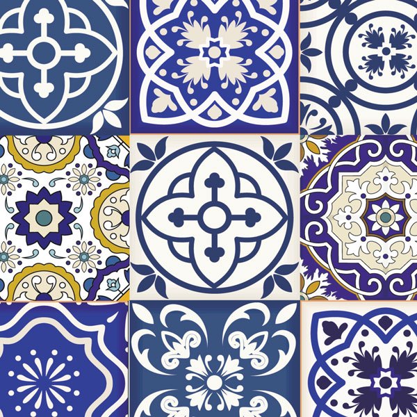 Wall Stickers: Tiles in blue tones