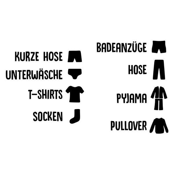 Wall Stickers: Clothing Labels in German