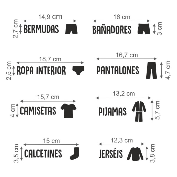 Wall Stickers: Clothing Labels in Spanish