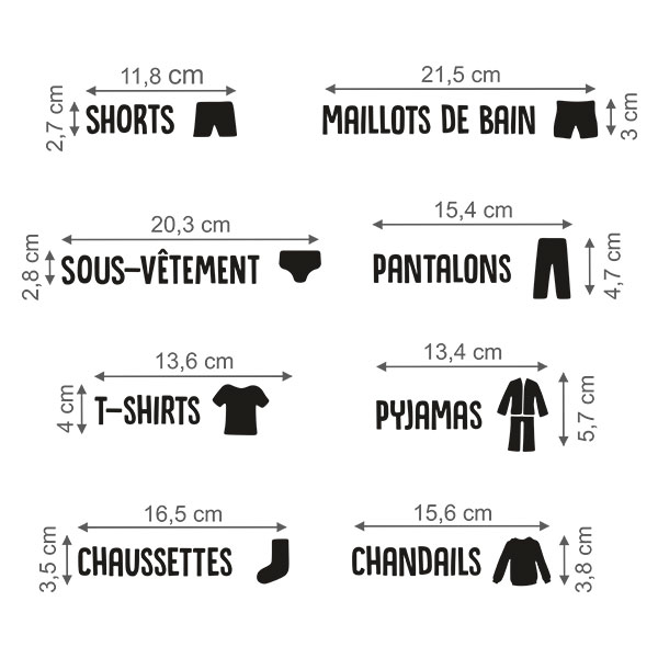 Wall Stickers: Clothing Labels in French