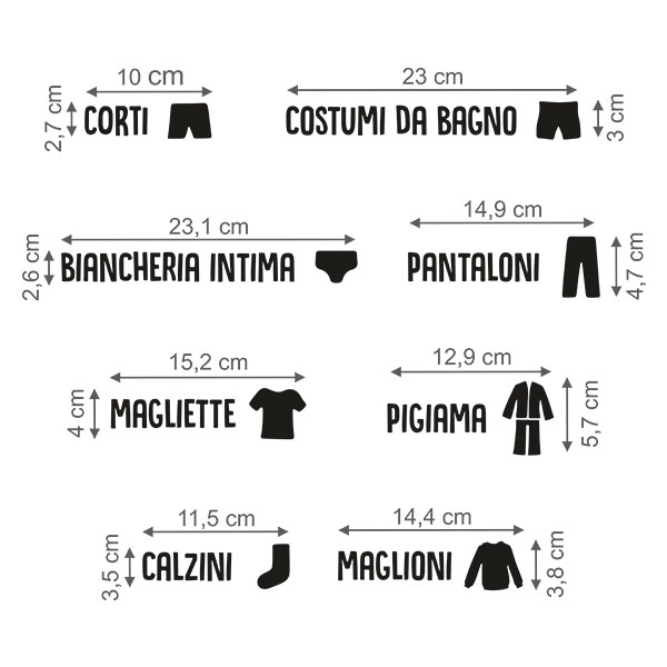 Wall Stickers: Clothing Labels in Italian