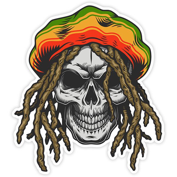 Car & Motorbike Stickers: Rasta skull Dise&ntilde;o Vinilo Decorativo