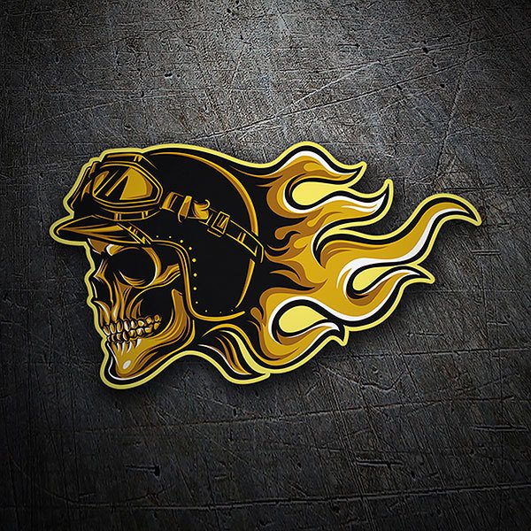 Car & Motorbike Stickers: Biker Skull in Flames