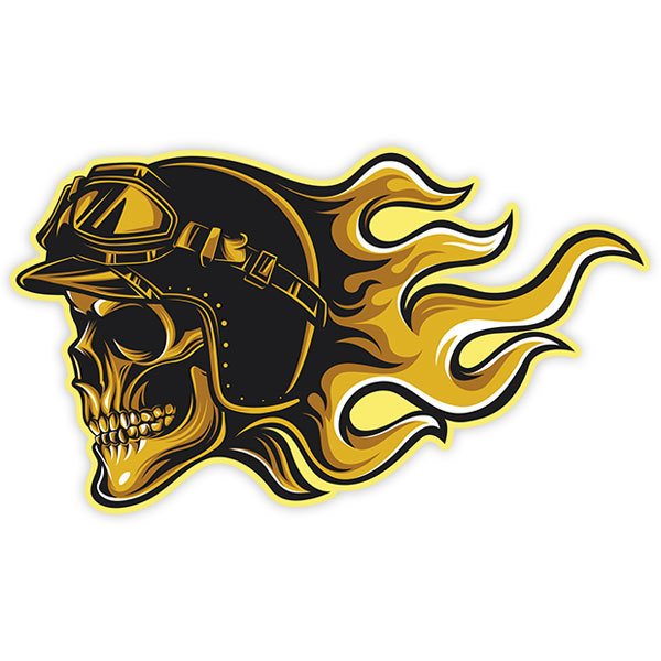 Car & Motorbike Stickers: Motorcycle skull in flames