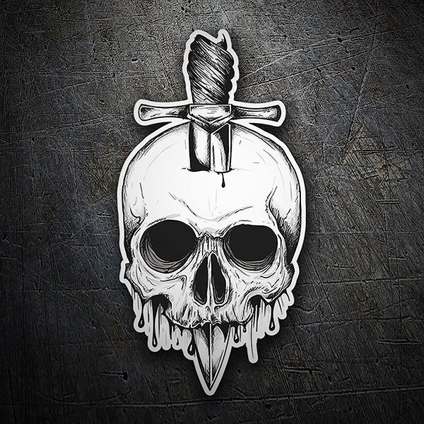 Car & Motorbike Stickers: Stabbed skull Dise&ntilde;o Vinilo Decorativo
