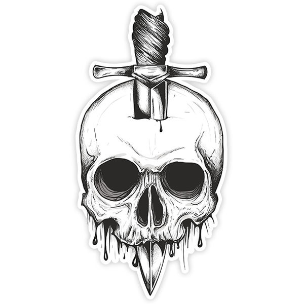Car & Motorbike Stickers: Stabbed skull Dise&ntilde;o Vinilo Decorativo