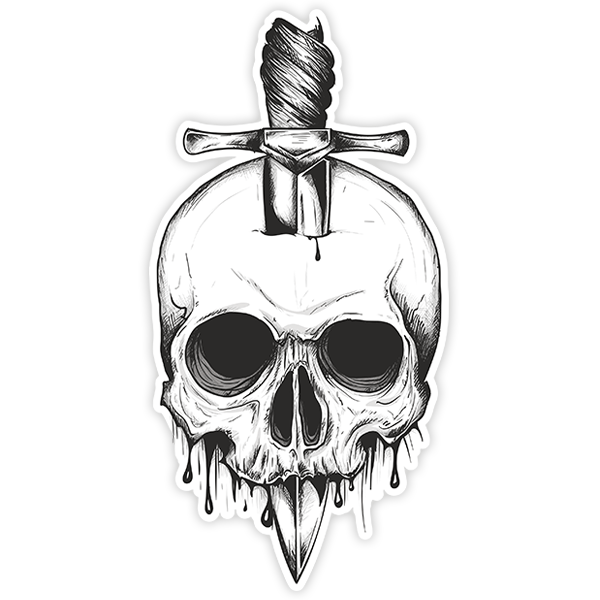 Car & Motorbike Stickers: Stabbed skull Dise&ntilde;o Vinilo Decorativo