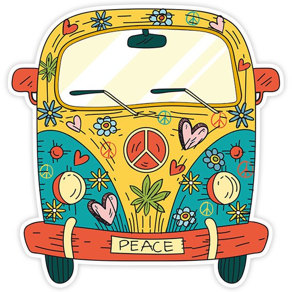 thumbnail image 2 of Peace Sign Hands Floral Stickers (2-Pack) – Hippie Van Car Vinyl Decal – FS412 2 of 4