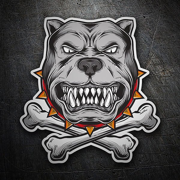 Car & Motorbike Stickers: Pitbull Aggressive with Crossed Bones