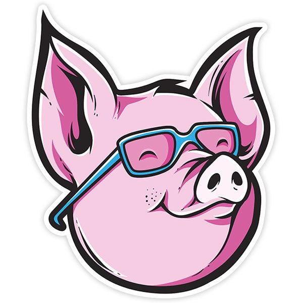 Car & Motorbike Stickers: Pork with glasses
