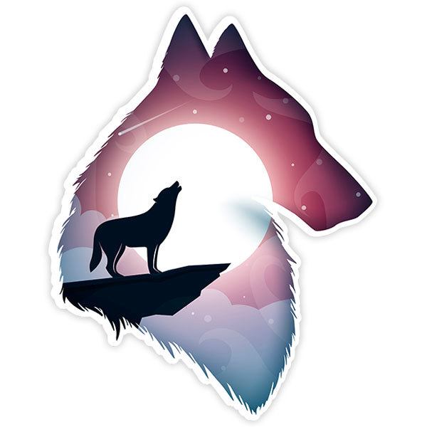 Car & Motorbike Stickers: Silhouette of wolf with landscape