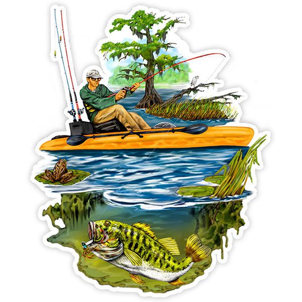Car & Motorbike Stickers: Fisherman in the lake