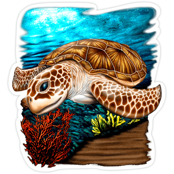 Car & Motorbike Stickers: Sea turtle in colour 0