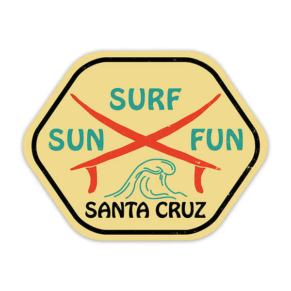 Car & Motorbike Stickers: Santa Cruz Sun, Surf, Fun