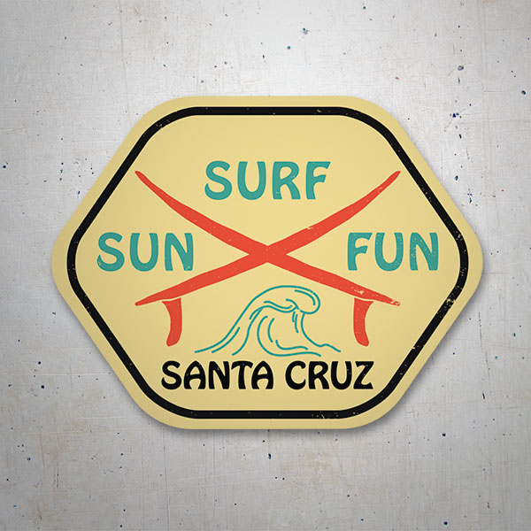Car & Motorbike Stickers: Santa Cruz Sun, Surf, Fun