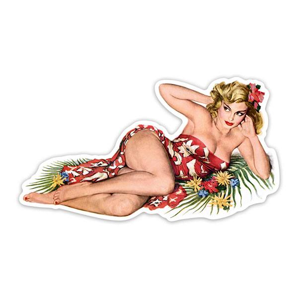 Car & Motorbike Stickers: Girl Pin Up Hawaiana