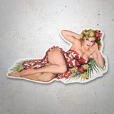 Car & Motorbike Stickers: Girl Pin Up Hawaiana 3