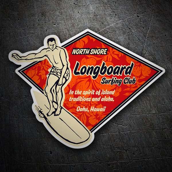 Car & Motorbike Stickers: Longboard Surfing Club Hawaii