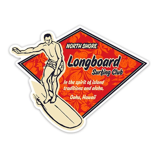 Car & Motorbike Stickers: Longboard Surfing Club Hawaii