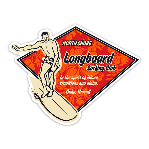 Car & Motorbike Stickers: Longboard Surfing Club Hawaii