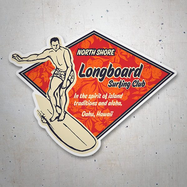 Car & Motorbike Stickers: Longboard Surfing Club Hawaii