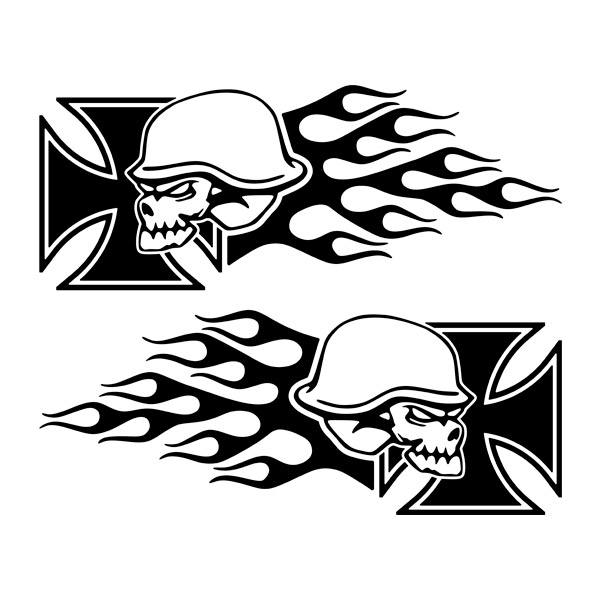 Car & Motorbike Stickers: Iron Cross, Skulls and Flames