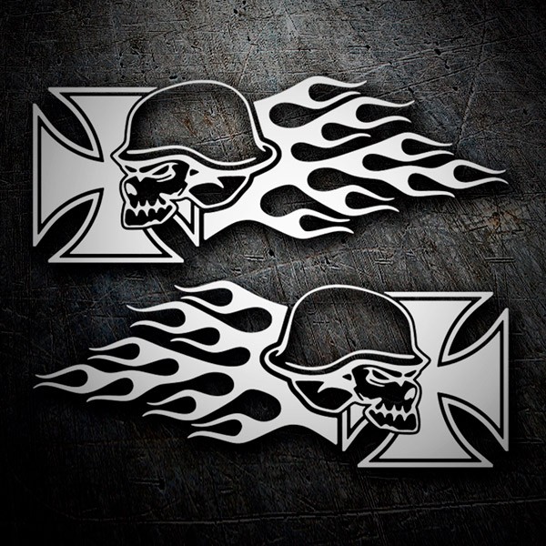 Car & Motorbike Stickers: Iron Cross, Skulls and Flames