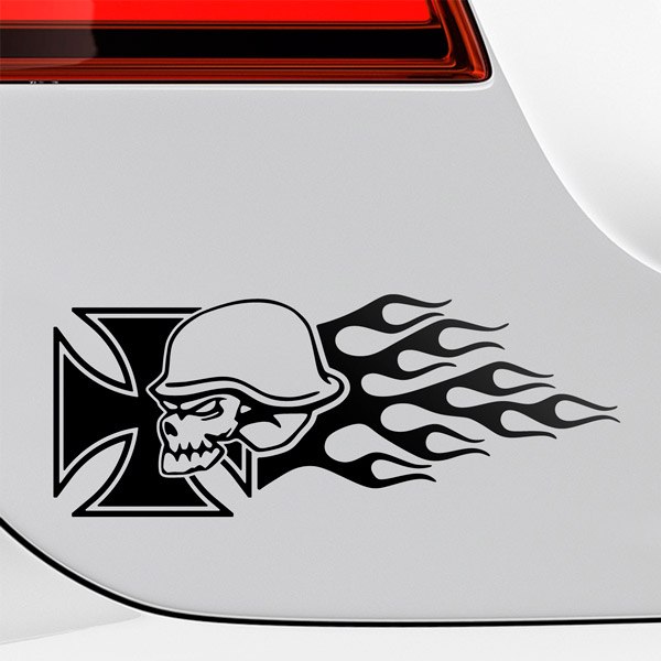 Car & Motorbike Stickers: Iron Cross, Skulls and Flames