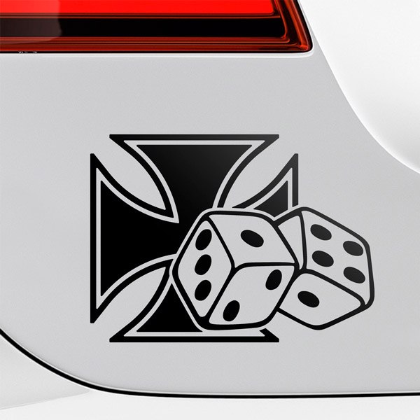 Car & Motorbike Stickers: Iron Cross and Dice