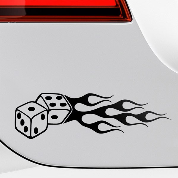 Car & Motorbike Stickers: Flaming Dice