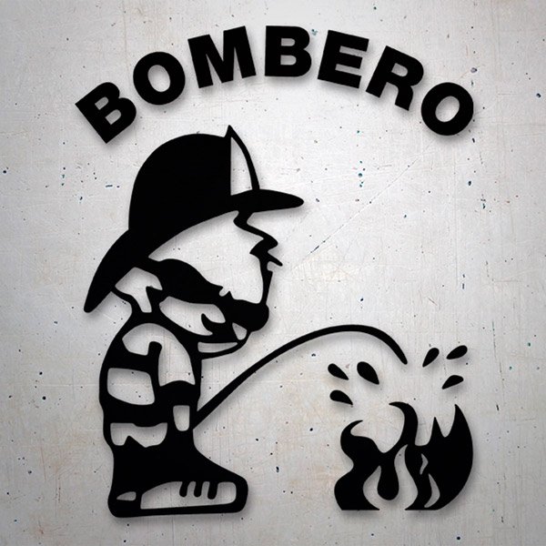Car & Motorbike Stickers: Firefighter Putting Out Fire in Spanish 0