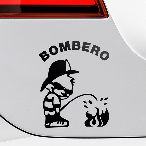 Car & Motorbike Stickers: Firefighter Putting Out Fire in Spanish