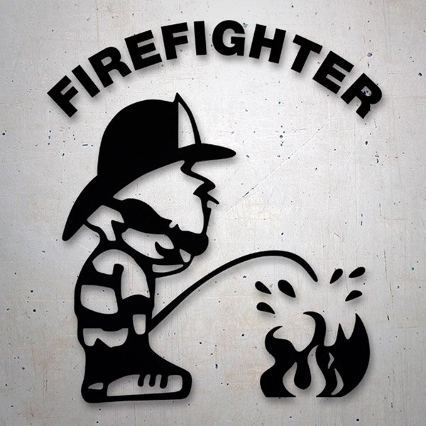 Car & Motorbike Stickers: Firefighter Putting Out Fire