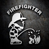 Car & Motorbike Stickers: Firefighter Putting Out Fire 3