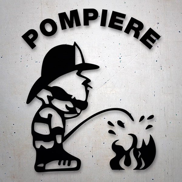Car & Motorbike Stickers: Firefighter Putting Out Fire in Italian