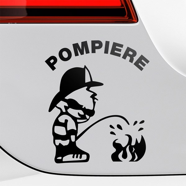Car & Motorbike Stickers: Firefighter Putting Out Fire in Italian