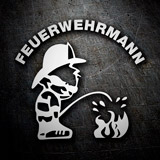 Car & Motorbike Stickers: Firefighter Putting Out Fire in German 3