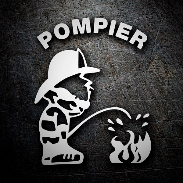 Car & Motorbike Stickers: Firefighter Putting Out Fire in French
