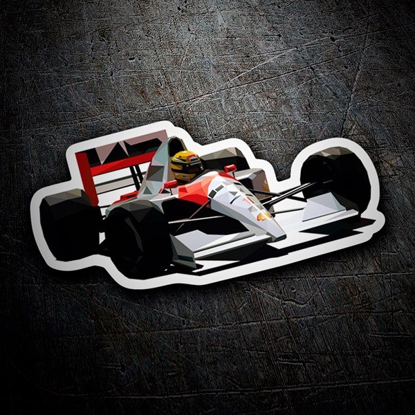 Car & Motorbike Stickers: Ayrton Senna in Minimalist Racing Car