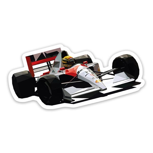 Car & Motorbike Stickers: Ayrton Senna in Minimalist Racing Car