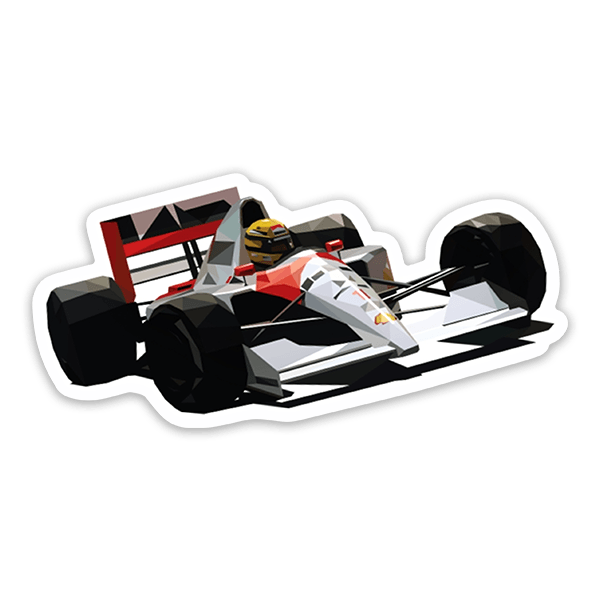 Car & Motorbike Stickers: Ayrton Senna in Minimalist Racing Car