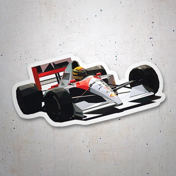 Car & Motorbike Stickers: Ayrton Senna in Minimalist Racing Car