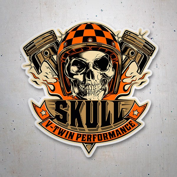 Car & Motorbike Stickers: Biker Skull with Pistons and Flames