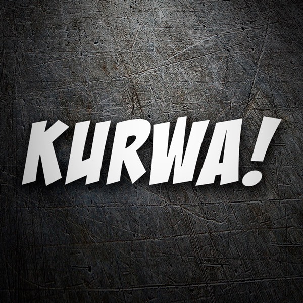 Car & Motorbike Stickers: Sticker with the text Kurwa in a fun style