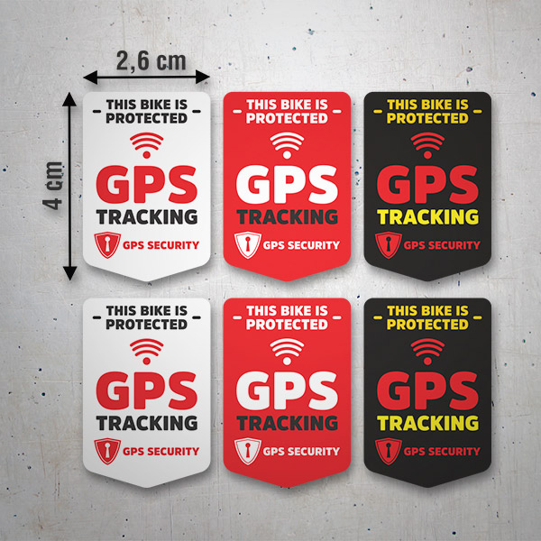Car & Motorbike Stickers: Set 6X Bicycle MTB GPS security