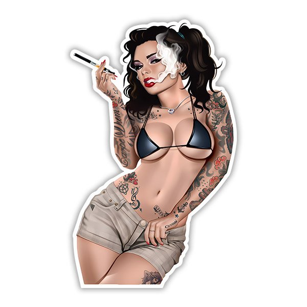 Car & Motorbike Stickers: Pin Up girl smoking