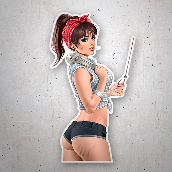 Car & Motorbike Stickers: Mechanical Pin Up Girl